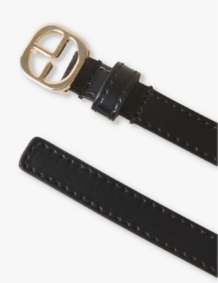 Claudie Pierlot Buckle Leather Belt In Noir / Gris