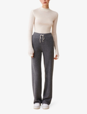 Elasticated-waist straight-leg cashmere trousers