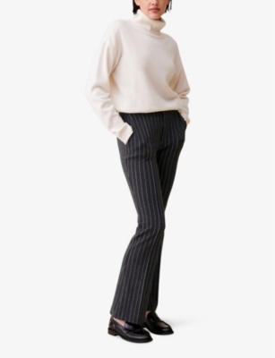 CLAUDIE PIERLOT: Stripe flared-leg cotton-blend woven trousers