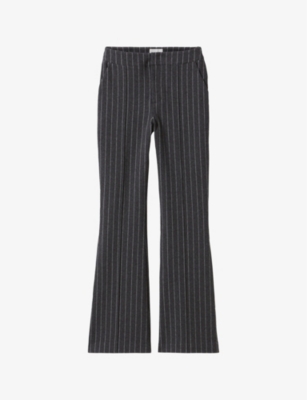 CLAUDIE PIERLOT: Stripe flared-leg cotton-blend woven trousers