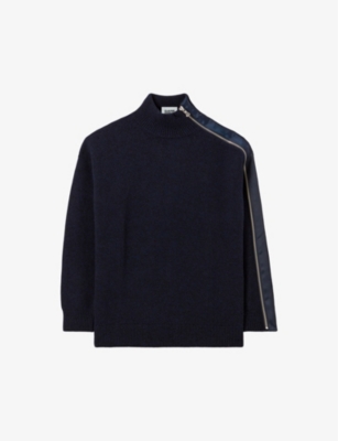 CLAUDIE PIERLOT: Zip-up turtleneck wool-blend knitted jumper