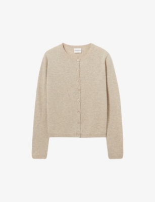 Claudie Pierlot Womens Naturels Brand-embroidered Round-neck Wool Cardigan In Naturels