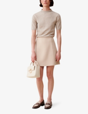Claudie Pierlot Straight Mini Skirt In Naturels
