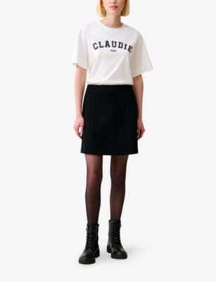 Claudie Pierlot Cotton-blend Mini Dress In Noir / Gris