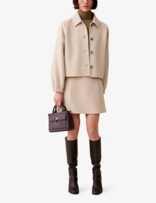 Claudie Pierlot Womens Fitted-cuff Cropped Wool-blend Jacket Naturels In Naturels