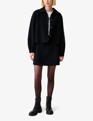 CLAUDIE PIERLOT: Fitted-cuff cropped wool-blend jacket