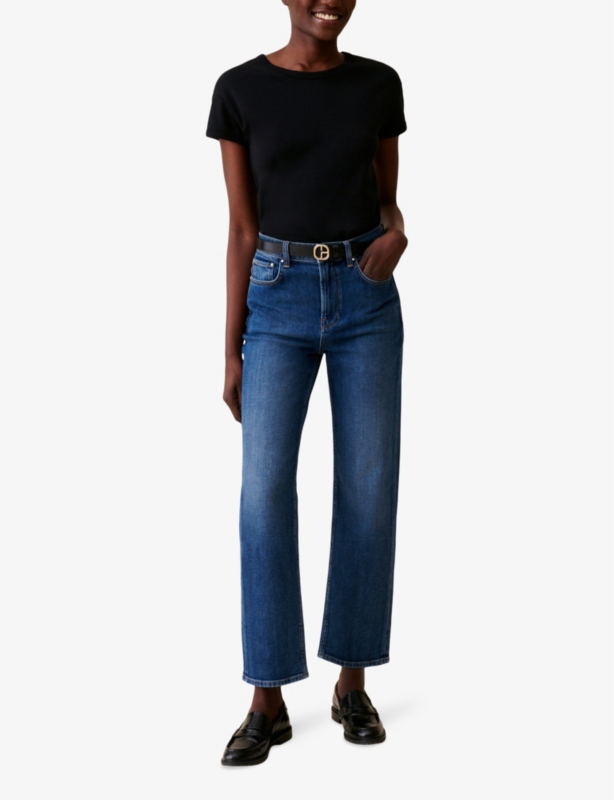 Round-neck regular-fit short-sleeve cotton T-shirt