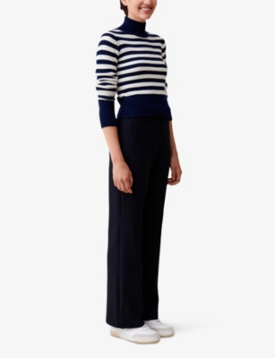 CLAUDIE PIERLOT WOMENS CLAUDIE PIERLOT HIGH-NECK STRIPED WOOL KNITTED JUMPER 