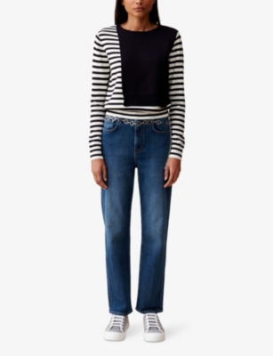CLAUDIE PIERLOT: Striped contrast-panel knitted jumper