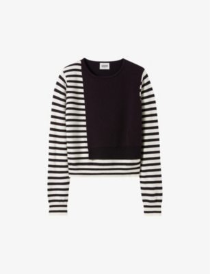 CLAUDIE PIERLOT: Striped contrast-panel knitted jumper