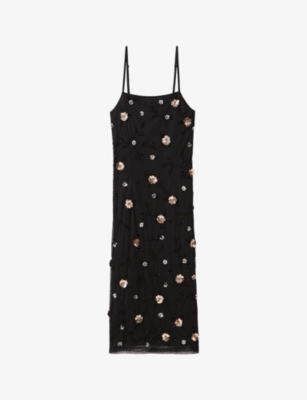 claudie pierlot sequin dress CLAUDIE PIERLOT - Floral sequin-embellished sleeveless woven dress