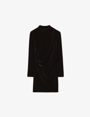 Claudie Pierlot Striped Mini Dress In Noir / Gris