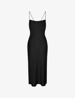 Shop Omnes Womens Riviera Recycled-polyester Midi Dress Black