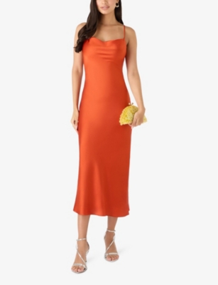 Omnes Riviera Recycled-polyester Midi Dress In Brick Orange
