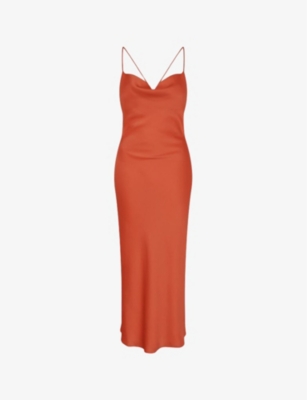Shop Omnes Women's Brick Orange Riviera Recycled-polyester Midi Dress