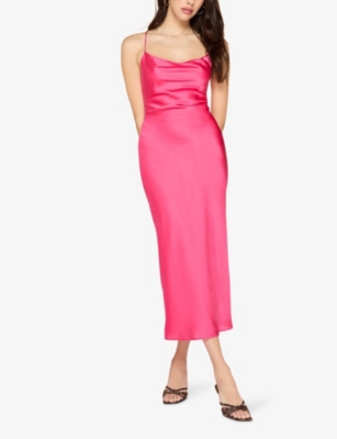 Shop Omnes Womens Cerise Riviera Recycled-polyester Midi Dress