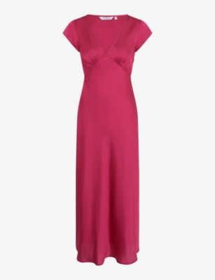 Shop Omnes Women's Magenta Woolf Recycled-polyester Midi Dress