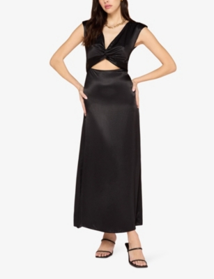 Shop Omnes Womens Black Marin Twist Woven Midi Dress