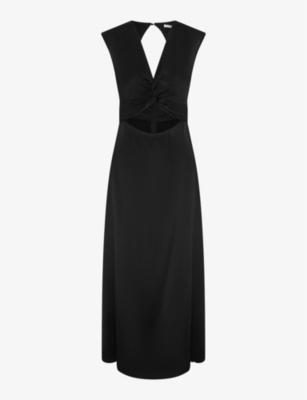 Shop Omnes Marin Twist Woven Midi Dress In Black