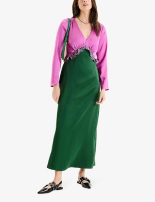 Shop Omnes Womens Green Jaspiya Recycled-polyester Maxi Dress