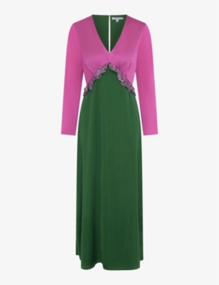 Shop Omnes Womens Green Jaspiya Recycled-polyester Maxi Dress