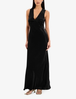 Shop Omnes Women's Black Nova Tie-back Woven Maxi Dress