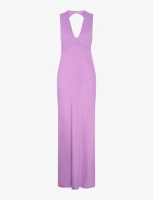 Shop Omnes Womens Lilac Nova Cut-out Woven Maxi Dress