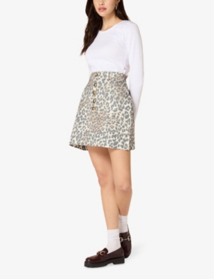 Shop Omnes Women's Cheetah Nancy Leopard-print Organic-cotton Mini Skirt