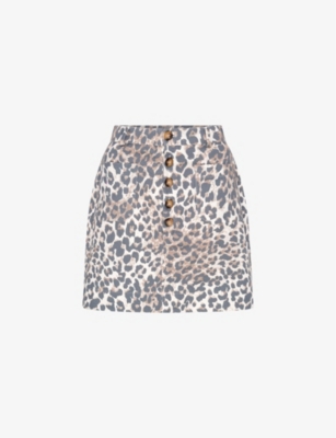 Shop Omnes Womens Cheetah Nancy Leopard-print Organic-cotton Mini Skirt