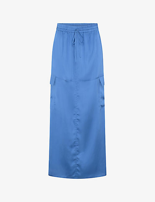 OMNES: Adalyn patch-pocket satin maxi skirt