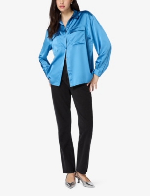 Shop Omnes Women's Blue Ashlyn Flap-pocket Recycled-polyester Shirt