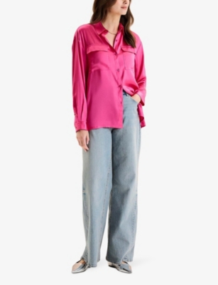 Shop Omnes Ashlyn Patch-pocket Recycled-polyester Shirt In Magenta