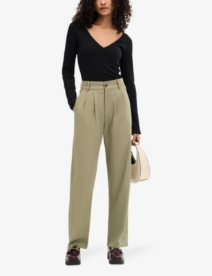 Shop Omnes Womens  Cinnamon High-rise Relaxed-fit Stretch-woven Trousers In Khaki