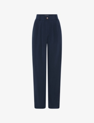 Shop Omnes Women's Navy Cinnamon Straight-leg Relaxed-fit Stretch-woven Trousers