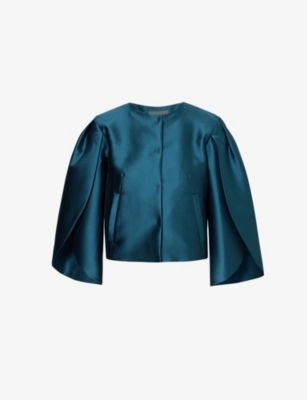 ALBERTA FERRETTI: Cropped long-sleeve woven-blend jacket