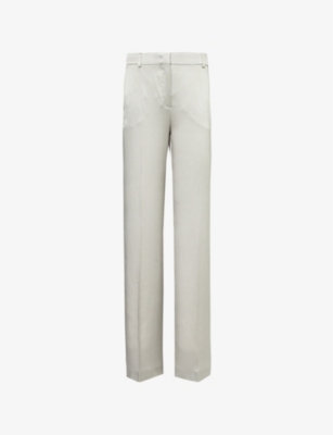 Alberta Ferretti Womens Grey Straight-leg High-rise Woven-blend Trousers