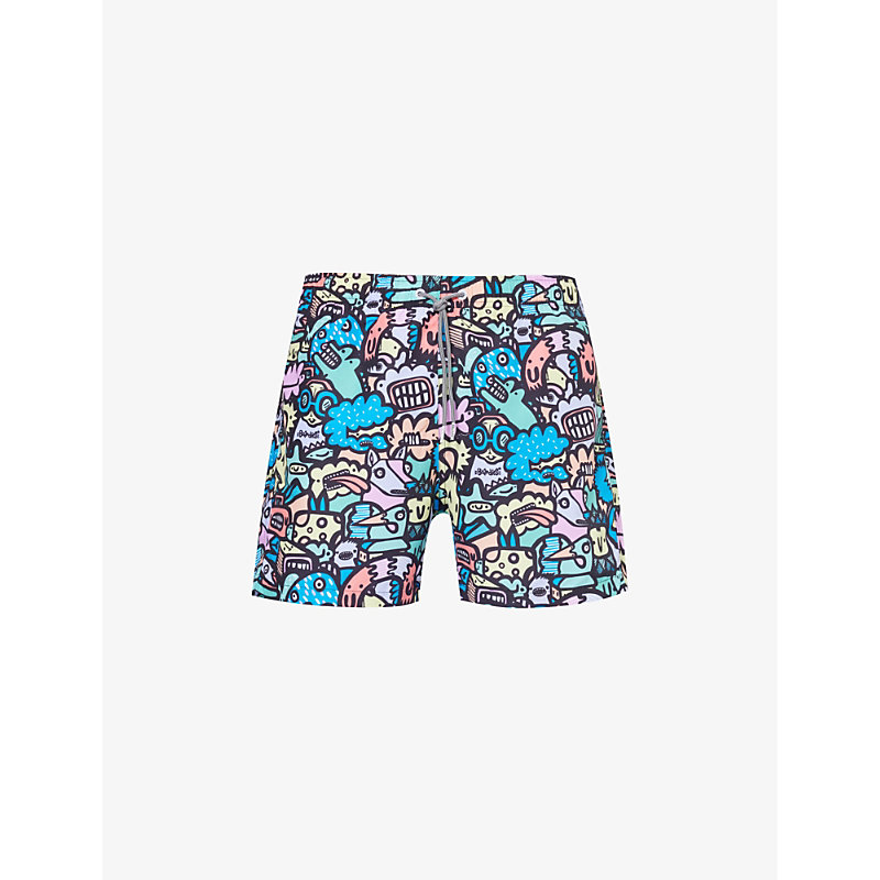 Shop Boardies Mens Multi Monsters Recycled-polyester Swim Shorts