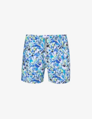 Shop Boardies Men's Blueamelia Graphic-print Recycled-polyester Swim Shorts In Blue Multi