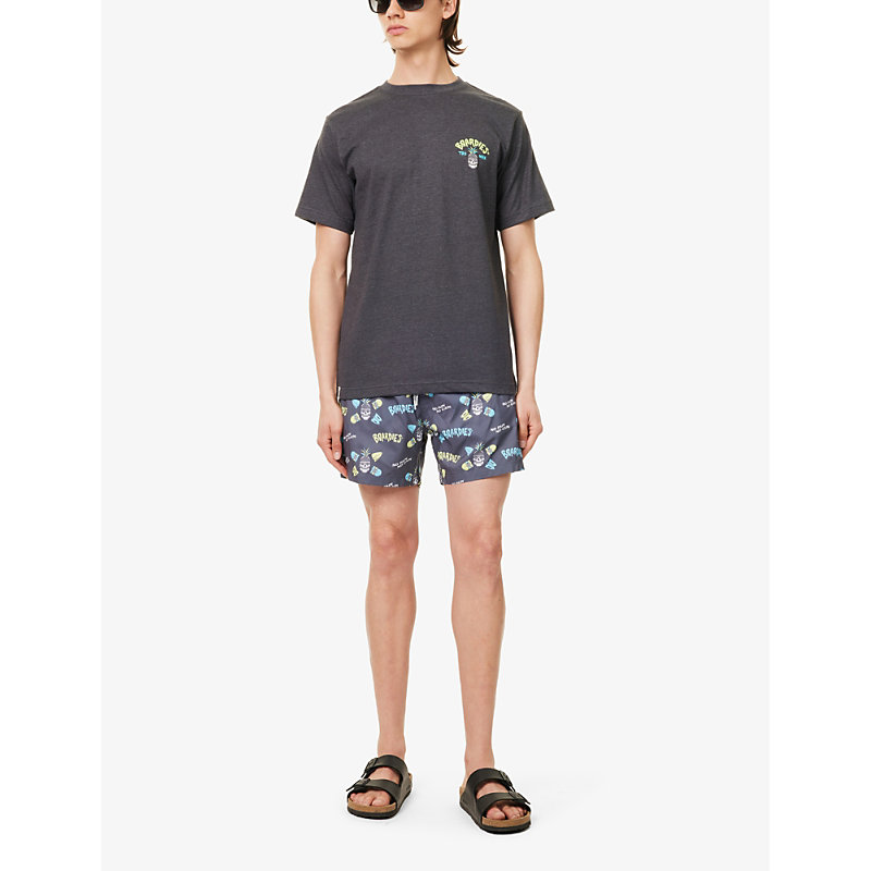 Shop Boardies Graphic-print Relaxed-fit Cotton-blend T-shirt In Grey Multi