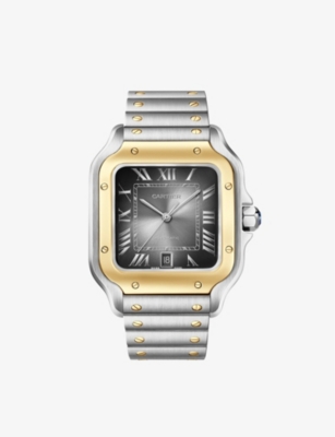 CARTIER: CRW2SA0032 Santos de Cartier large stainless-steel and18ct yellow-gold automatic watch