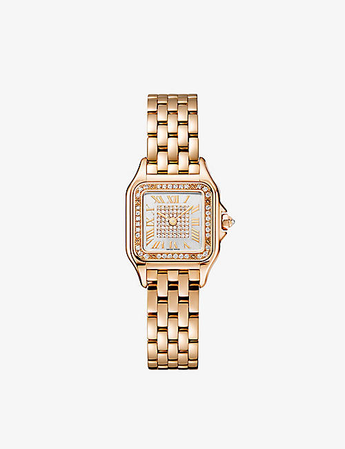CARTIER: CRWJPN0039 Panthère de Cartier small 18ct rose-gold and 0.23ct brilliant-cut diamond quartz watch
