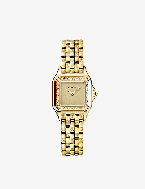 CARTIER: CRWJPN0057 Panthère de Cartier small 18ct yellow-gold and 0.26ct brilliant-cut diamond quartz watch