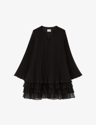 CLAUDIE PIERLOT: Pleated flared woven mini dress