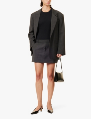 CAMILLA AND MARC WOMENS CHARCOAL PINSTRIPE BRANCUSI PINSTRIPED WOOL-BLEND WOVEN MINI SKIRT 