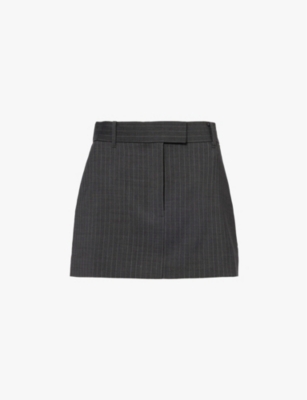 Camilla And Marc Womens Charcoal Pinstripe Brancusi Pinstriped Wool-blend Woven Mini Skirt In Charcoal Pinstripe