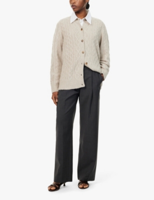 CAMILLA AND MARC WOMENS CHARCOAL PINSTRIPE BRANCUSI PINSTRIPED STRAIGHT-LEG HIGH-RISE STRETCH-WOVEN TROUSERS 