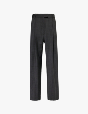 Camilla And Marc Womens Charcoal Pinstripe Brancusi Pinstriped Straight-leg High-rise Stretch-woven  In Charcoal Pinstripe