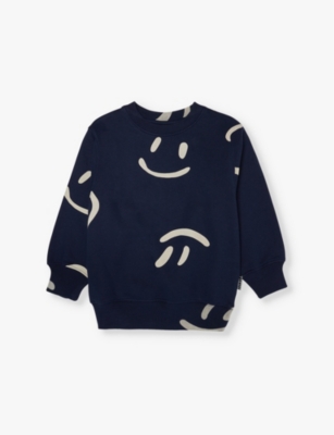 Molo Monti Smiley Face-print Sweatshirt In Big Smiles Navy