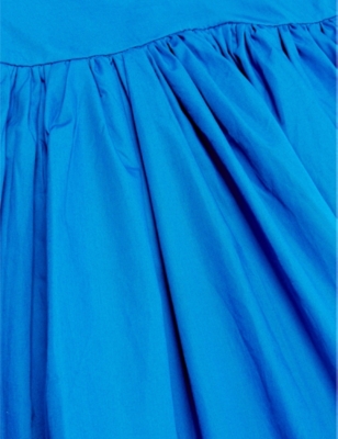 Molo Girls Lapis Blue Kids Cillie Ruffled-trim Organic-cotton Poplin Dress 3-12 Years 7-8 In Lapis Blue