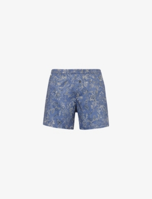 Shop Zimmerli Mens  Paisly-print Mid-rise Cotton Boxer Shorts In Summerpaisley Blue